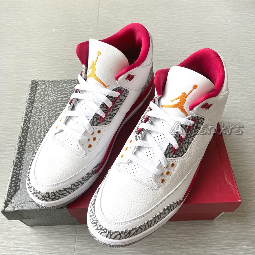 Air Jordan 3 Retro Cardinal Red Men’s - Picture 5 of 8